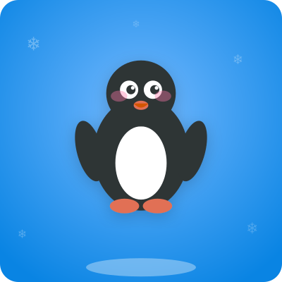 Niedlicher Pinguin auf blauem Hintergrund